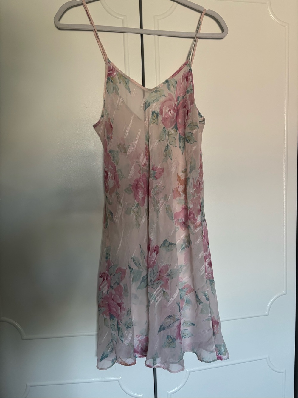 Floral Pink Sheer Slip Dress - Women's Chemise